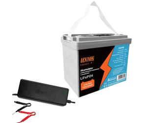 Batterie Lexton lithium-fer-phosphate LiFePo4 avec BMS 12,8V 70Ah LXLFP70 + redresseur de batterie LTC Energy LiFePO4