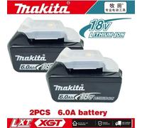 Batterie Li-Ion 18 V - Batterie de rechange BL1860 - 6,0 Ah - Lot de 2 - Compatible avec les modèles BL1830/BL1840/BL1850/BL1860 - Protection multiple - Bleu