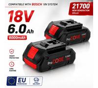 Batterie Li-ion 18V 6.0Ah, cellule 21700, pack de remplacement haute capacité avec BMS intelligent, compatible avec les outils sans fil Bosch Professional 18V BAT609 BAT618, entrepôt UE, livraison 6.0