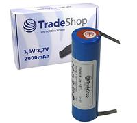 Batterie Li-ion 3,6 V/3,7 V 2000 mAh compatible avec Bosch IXO (67 mm x 18,5 mm avec cosses à souder en U 5 mm)