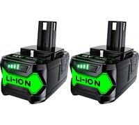 Batterie Li-ion, capacité 6000 mAh, compatible avec Ryobi P108, 2 batteries 6,0 Ah