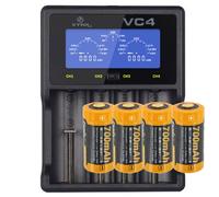 Batterie Li-ion CR123 A de 3,7V, 760mAh 4 pièces et chargeur rapide
