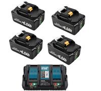 Batterie Li-Ion de remplacement compatible avec Makita chargeur double indicateurs LED intelligents 18V 6000mAh ensemble 1