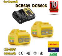 Batterie Li-ion de remplacement MAX 20V/60V 9000mAh pour DeWalt DCB609, compatible avec les batteries d'outils DeWalt DCB609, DCB547-XJ, DCB606, DCB201 1 Battery 1 Charger