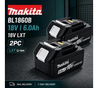 Batterie Li-ion originale Makita BL1860B 18V 6.0Ah, pack coulissant 18V LXT, codes BL1815 BL1815N BL1820 BL1830B BL1850B BL1860, compatible avec BDF453SHE BDF454Z BHP452 BGA452, pack nu, choix de 6Ah