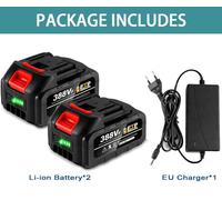 Batterie Li-ion pour outils électriques - Ensemble de batteries de rechange 18V 3,0Ah - 2 batteries + 1 chargeur - pour perceuse, visseuse à chocs, tronçonneuse