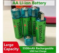 Batterie Li-ion universelle AA Rechargeable, Durable, 5500mAh, charge directe USB, pour jouets, horloges, contrôleurs de jeu, caméras 20P Battery