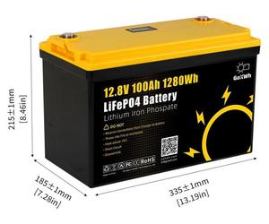 Batterie LiFePO4 12,8 V 100 Ah - Boîtier de stockage d'énergie 1 280 Wh - BMS intégré - Affichage LCD de la capacité
