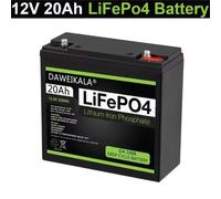 Batterie LiFePO4 12V 20Ah avec BMS 20A, batterie à décharge profonde 12V 20Ah pour véhicules électriques, détecteurs de poissons, éclairage, alimentation, batterie au lithium