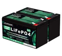Batterie LiFePO4 12V 8Ah, lot de 2, avec système de gestion de batterie (BMS), pour panneaux solaires et autres applications