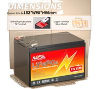 Batterie LiFePO4 12V, capacité 10Ah/20Ah/25Ah, design léger, 12V 12Ah