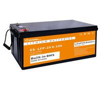 Batterie LiFePO4 24V 100Ah - Batterie lithium-ion - Batterie pour panneaux solaires - Batterie pour camping-car - Batterie pour bateau - Système de gestion de batterie (BMS) sans fil