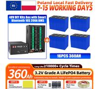 Batterie LiFePO4 360Ah 3.2V, cellule LFP prismatique rechargeable 10000 cycles, avec boîtier kit DIY 48V et BMS 16S 200A à équilibrage actif, conception portable empilable pour stockage d'énergie 8PCS