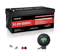 Batterie Lifepo4 48V 100Ah - BMS IntéGré 200A, 15000 Cycles, Capacité 5,12kWh, Batterie Lithium 48 Volts Parfaite Pour Voiturettes De Golf, Camping-Car, Solaire Et Hors-RéSeau