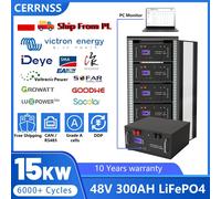 Batterie LiFePO4 48V 300AH 15Kwh, batterie solaire domestique au lithium 51.2V 100AH 150AH 200AH, 6000+ cycles, pour stockage d'énergie domestique, stock UE 48V 100AH 5KW
