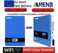 Batterie LiFePO4 ANENJI 48V 100Ah 5.12KWh 6000+ cycles, batterie solaire domestique au lithium 6.2KW 48V, NOUVEAU onduleur solaire hybride WIFI LiFePO4 battery 100AH-48V