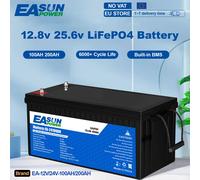 Batterie LiFePO4 EASUN 12V 24V 100Ah 300Ah au phosphate de fer et de lithium avec BMS intégré, 6000+ cycles, pour onduleur solaire VR, sans taxe 24V 100AH