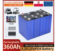 Batterie LiFePO4 Haute Capacité 3.2V 360Ah, Cellule Lithium Fer Phosphate à Cycle Profond 9000+ Cycles, pour Stockage d'Énergie Solaire DIY 12V 24V 36V 48V, Stock UE, Sans Taxe 360AH-8PCS