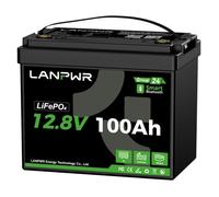 Batterie LiFePO4 LANPWR G24 12V 100Ah Bluetooth 5.0 - 1280Wh, BMS 100A, 6000+ cycles, 4S4P, bornes M8