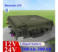 Batterie Lifepo4 lithium fer phosphate 12V 24V 100Ah 120AH 150AH 200AH 300Ah 400Ah, BMS bluetooth pour système solaire de bateau 12V 250Ah 200A BMS