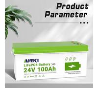 Batterie LiFePO4 portable 24V 100Ah - Capacité de 2560 Wh - Batterie rechargeable pour une utilisation en extérieur et avec des systèmes solaires