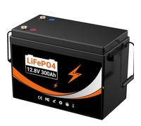 Batterie Lithium 12V 300AH avec Protection de 200ABMS, LiFePO4 Batterie avec 3000 à 15000 Cycles pour Camping Car, Caravane, Bateau, Panneau Solaire