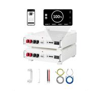 Batterie lithium fer phosphate (LiFePO4) - Batterie solaire 48V - Pack de 2 batteries de 10,24 kWh - Système de gestion de batterie (BMS) 100A - Application WiFi - Écran tactile de 2,95 pouces