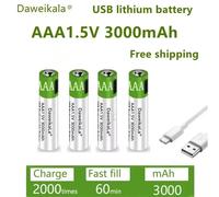 Batterie Lithium-Ion 1.5V AAA 3000mAh, batterie Rechargeable rapide USB pour jouets/clavier/souris, haute capacité, puissance longue durée, sans M 12pcs