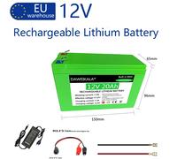 Batterie lithium-ion 12V 20Ah 18650 avec BMS haute puissance 360W, batterie rechargeable pour pulvérisateur avec BMS et chargeur, batterie lithium solaire DIY de qualité A 1set battery