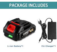 Batterie lithium-ion 18-21V - Batterie de remplacement pour outils électriques - Rechargeable - 1,5Ah - 1 batterie + chargeur - Prise européenne - Compatible avec tronçonneuses, perceuses et visseuses