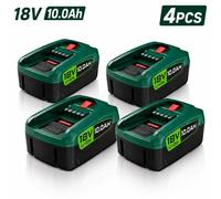 Batterie lithium-ion 18 V, 10,0 Ah - Coffret de 4 batteries - Compatible avec les modèles PBA 18 V BAT609/BAT610/BAT618/BAT619 - Adaptée aux chargeurs AL1810CV–AL1880CV - Pour perceuses et scies