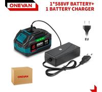Batterie lithium-ion 18 V - Batterie pour outils 588VF - 22 900 mAh - Rechargeable - 1 batterie + chargeur - Pour visseuse à chocs/tronçonneuse - Rouge