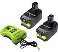 Batterie lithium-ion 18V, 6,0 Ah, e CE et RoHS, compatible avec la marque Ryobi, comprenant 2 batteries de 6 Ah et 1 chargeur