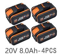 Batterie lithium-ion 20V pour outils électriques - Batterie de remplacement WA3553 - 8,0 Ah - Lot de 4 - Lithium-ion - Batterie seule, sans chargeur