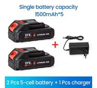 Batterie lithium-ion - Batterie de remplacement pour outils électriques - 21 V - 2 batteries et 1 chargeur - 1500 mAh - Rechargeable - Li-ion
