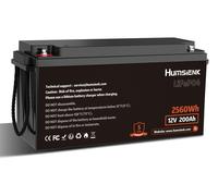 Batterie lithium-ion - Batterie LiFePO4 - Batterie lithium-fer phosphate - Batterie pour camping-car - Batterie pour énergie solaire - 12V 200Ah