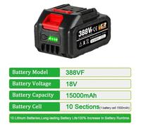 Batterie lithium-ion - Batterie pour tronçonneuse de 18V - Capacité de 3,0 Ah - 1 batterie avec chargeur - Prise européenne - Compatible avec les tronçonneuses sans fil 21V