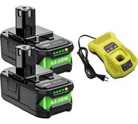 Batterie lithium-ion, capacité de 7 000 mAh, tension de 18 V, compatible avec Ryobi, 2 batteries et 1 chargeur