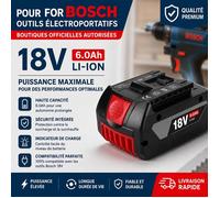 Batterie lithium-ion for Bosch 18V pour le remplacement de BAT609 BAT610 GBA18V GSR18V BAT618 BAT619 6Ah/8Ah/10Ah 18650