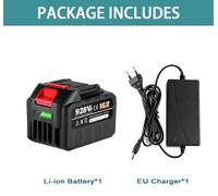 Batterie lithium-ion pour tronçonneuse et perceuse - Batterie 20V - Capacité de 4,5 Ah - 18–21V Li-Ion - Chargeur EU avec indicateur de niveau de charge - 1 batterie