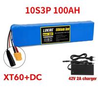 Batterie lithium-ion pour trottinette électrique - Pack batterie 18650 10S3P - 36 V 100 Ah - 1 000 W - Avec BMS - Connecteurs XT60 + CC - Chargeur inclus