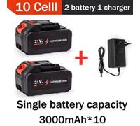 Batterie lithium-ion rechargeable - Batterie de remplacement pour outils électriques - 21 V - 1500 mAh - Lithium-ion - 10 cellules - Haute capacité