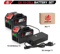 Batterie lithium-ion rechargeable - Bloc-batterie 18 V pour outils électriques - 22 500 mAh - Indicateur de charge - 2 x 15 cellules - 1 chargeur - Type A