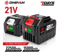Batterie lithium-ion rechargeable ONEVAN 15000mAh 22500mAh avec chargeur, outil électrique pour hocs, compatible avec la batterie Makita 21V. 2 Big Battery Set