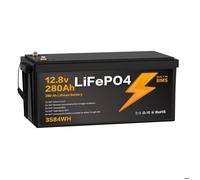 Batterie lithium LiFePO4 12.8V 280Ah 3584Wh 15000 Cycles BMS intégré Étanche IP67 pour voiture, moto, camion