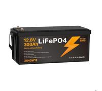 Batterie lithium LiFePO4 12.8V 300Ah 3840Wh 15000 Cycles BMS intégré Étanche IP67 pour voiture, moto, camion