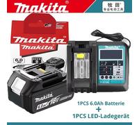 Batterie lithium Makita 18 V 6 Ah avec chargeur LED compatible BL1860, BL1830B