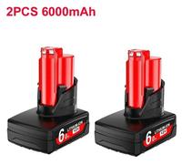 Batterie M12 12 V - Batterie de rechange - Lot de 2 - 6,0 Ah / 6 000 mAh - Li-ion - Compatible avec les outils M12 - Sans chargeur - Noir