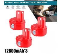 Batterie Makita 14,4V pour outils électriques - Batterie de remplacement PA14 Ni-MH - 12,8 Ah, haute capacité - Coffret de 3 pièces - Compatible avec les séries 1420, 1433 et 1435