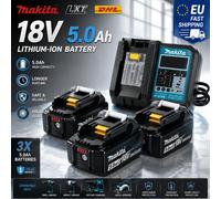 Batterie Makita 18V 5.0Ah BL1850B BL1860B LXT Li-ion Haute Capacité pour Perceuse, Visseuse, Meuleuse, Scie - Livraison Rapide UE 5.0-X2 ChargerX1